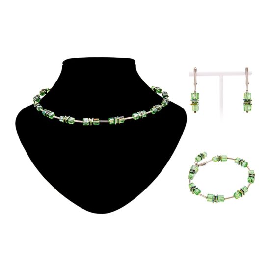 Серьги, браслет и чокер_зеленые австрийские кристаллы_фото_1